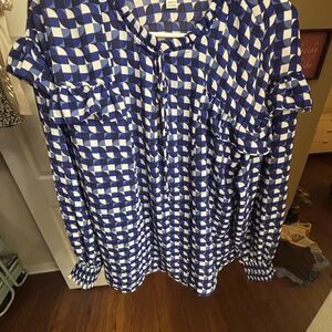 NWT Blue and White Checkered Women's Top